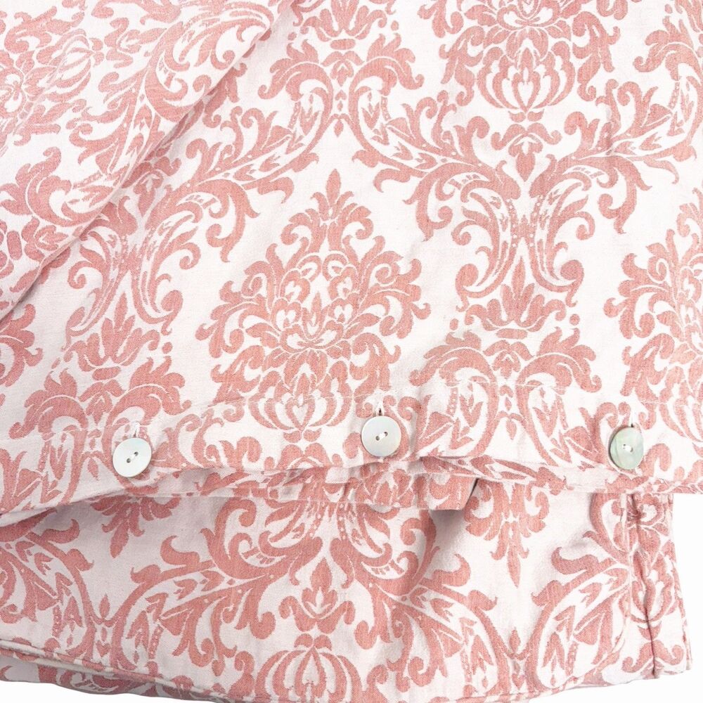 Williams Sonoma Brocade 55% Linen 45% Cotton Duvet Cover Twin Made In Portugal - Picture 8 of 12